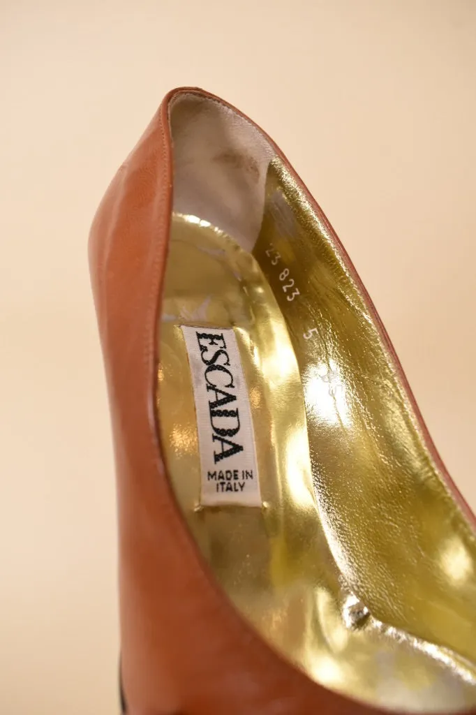 Brown Leather Pumps By Escada, 5