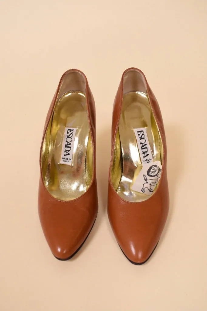 Brown Leather Pumps By Escada, 5