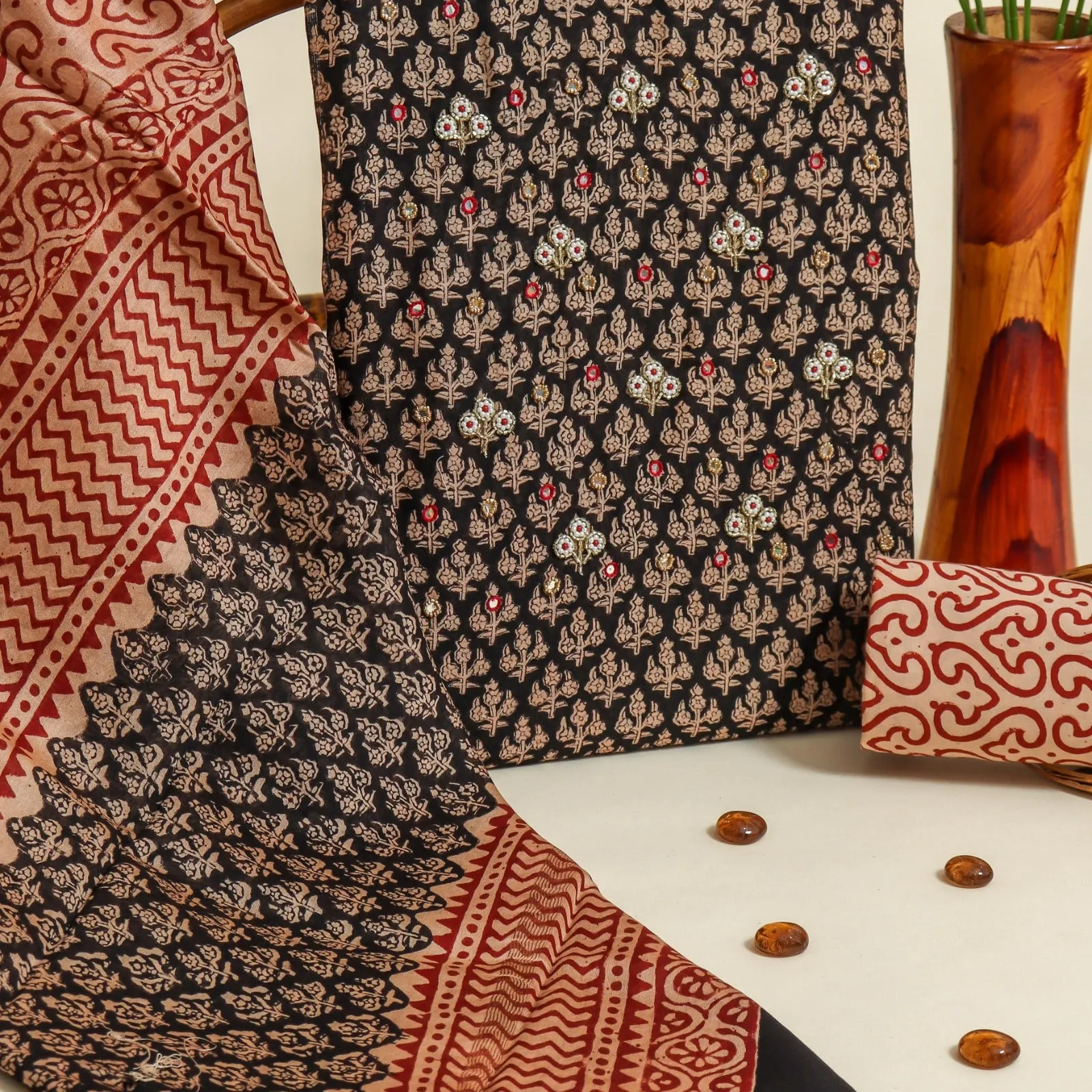 Buti Print Chanderi Silk Suit Set (GOTA26)
