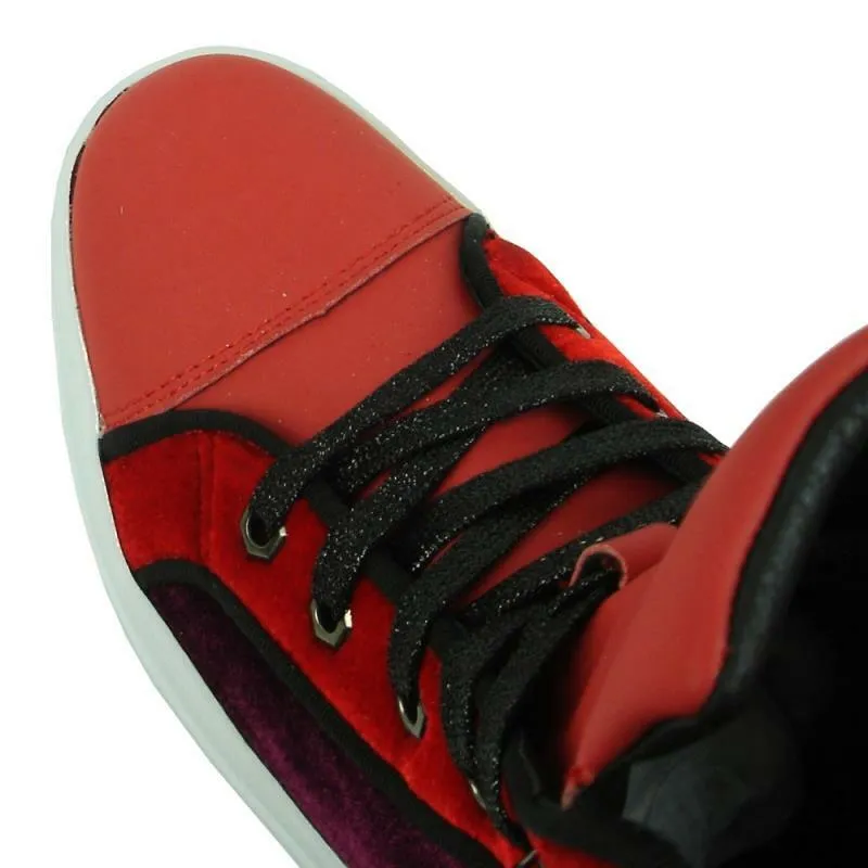 Encore Fiesso Men's Fashion High Top Sneakers with Spikes Red FI 2348 Size 8 -13
