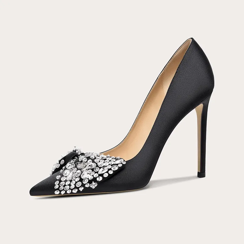 High-heeled shoes spring and summer new stiletto pointed high-heeled rhinestone- Mili