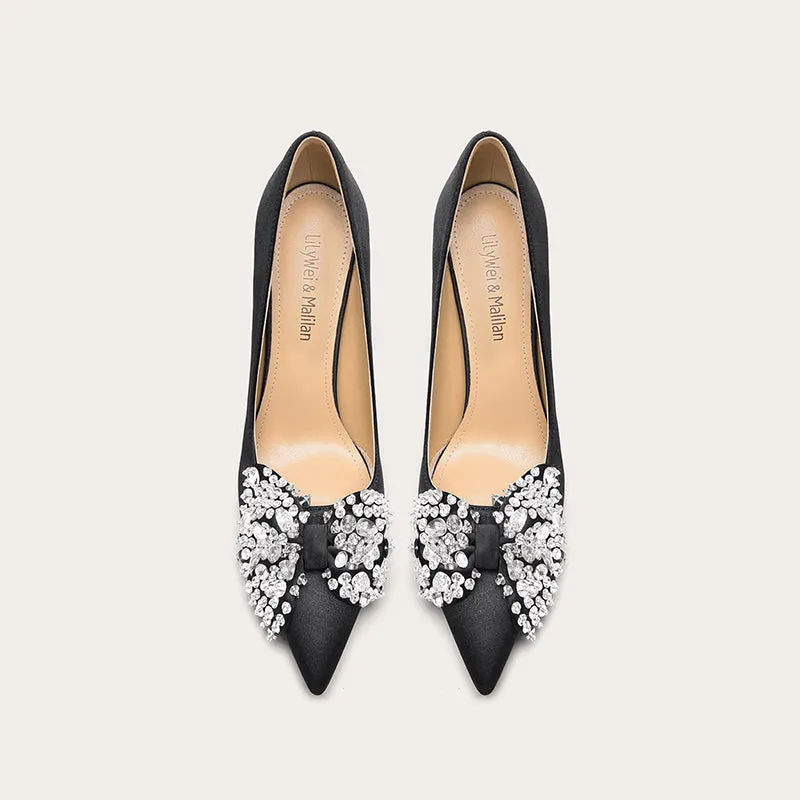 High-heeled shoes spring and summer new stiletto pointed high-heeled rhinestone- Mili