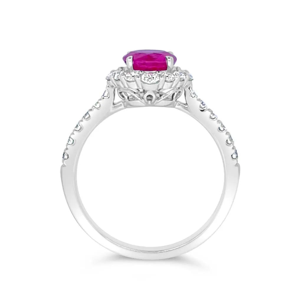 Irisa by Martin Binder Round Ruby & Diamond Halo Ring
