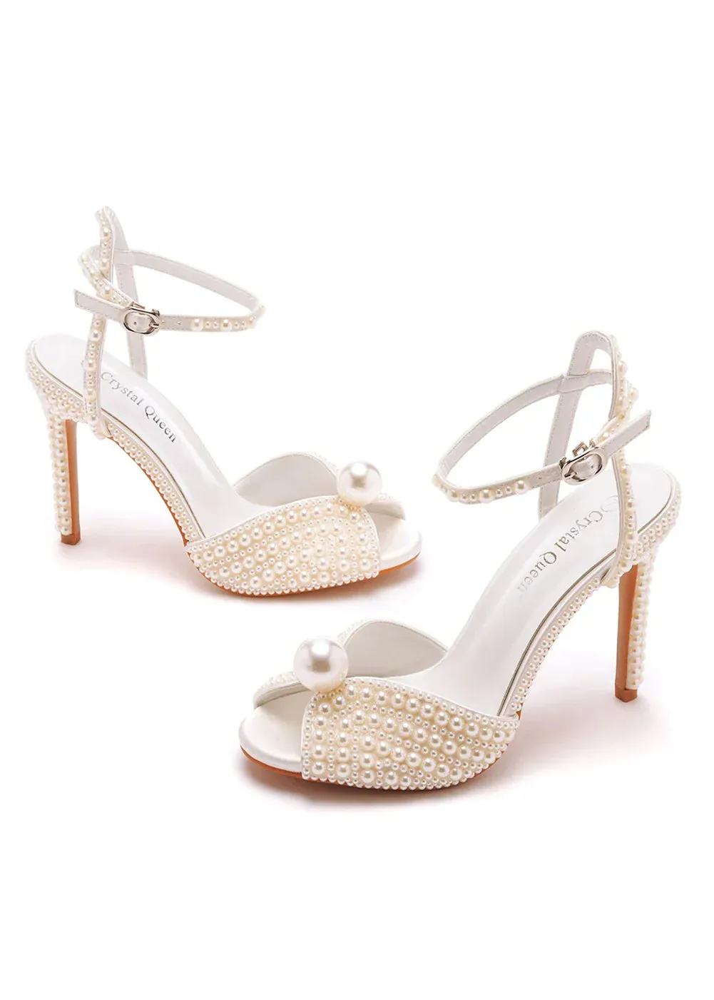 JOSKAA 10CM FISHMOUTH HIGH-HEELED PEARL SANDALS