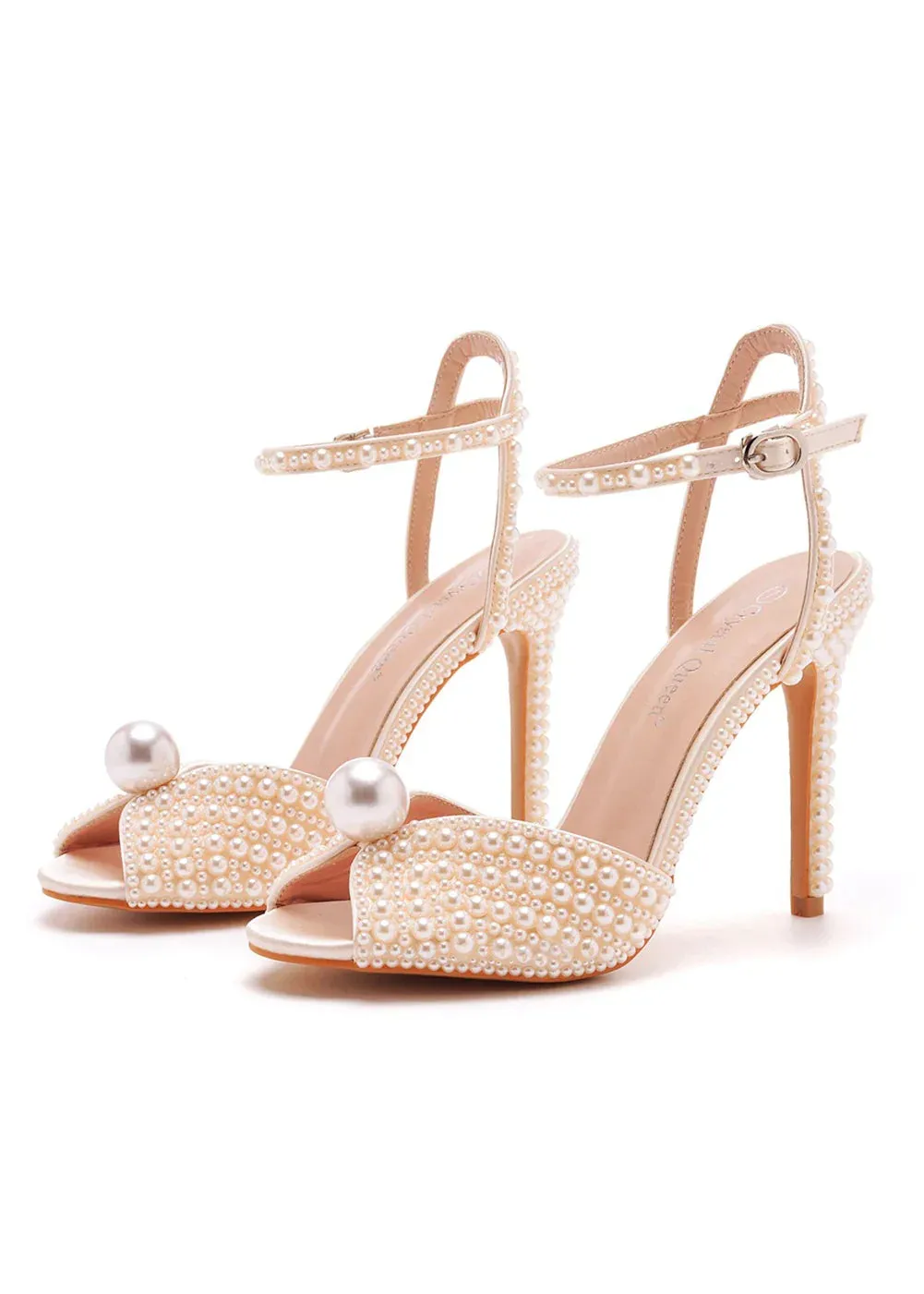 JOSKAA 10CM FISHMOUTH HIGH-HEELED PEARL SANDALS