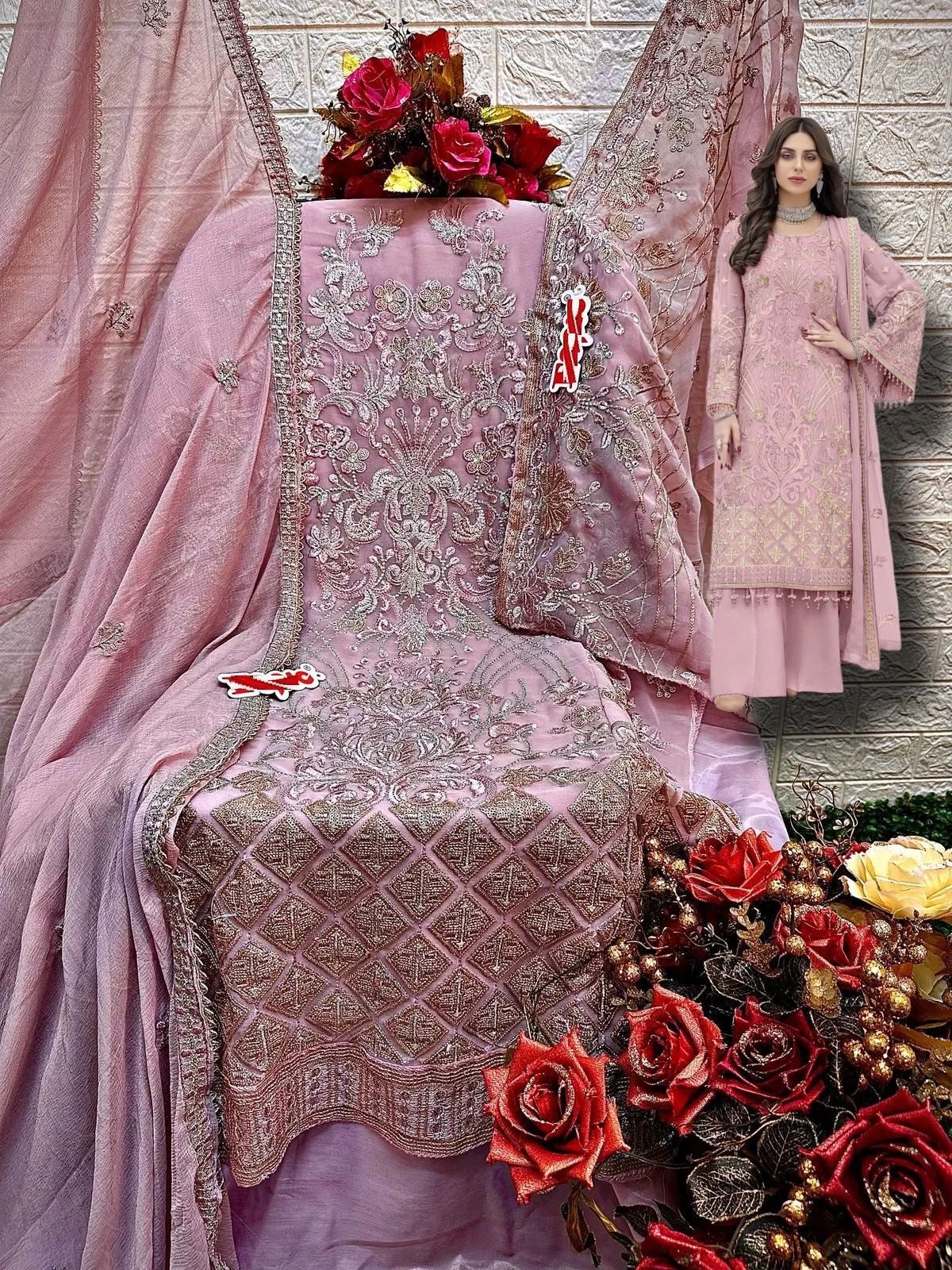 Pure Pakistani Style Plazzo Salawar Kameez - In 4 Colours